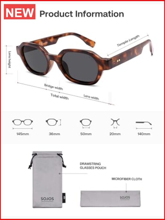 Retro Polarized Hexagon Sunglasses UV400 Rectangle Shades Unisex